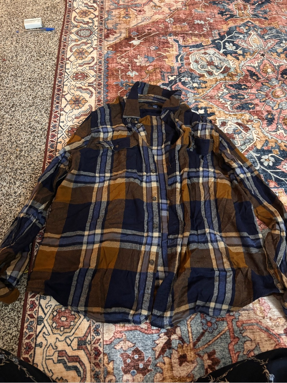 Fall Fit | Men's Cotton Plaid Button-Up Shirt Large